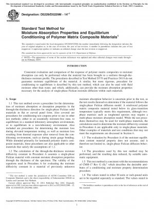 Standardtestmethode für Feuchtigkeitsaufnahmeeigenschaften und Gleichgewichtsbedingungen von Polymermatrix-Kunststoffen