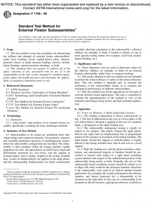 Prüfverfahren für externe Fixateur-Unterbaugruppen (zurückgezogen 2000)