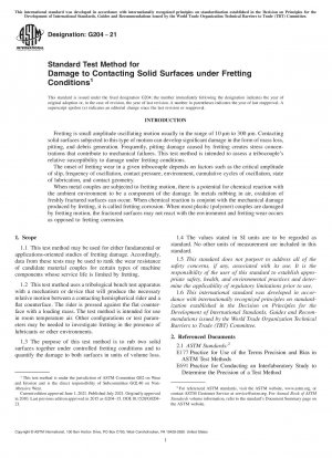 Standardtestmethode für Schäden an berührenden festen Oberflächen unter Fretting-Bedingungen
