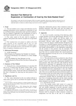 Standardtestmethode für die Ausdehnung oder Kontraktion von Kohle durch den sohlebeheizten Ofen