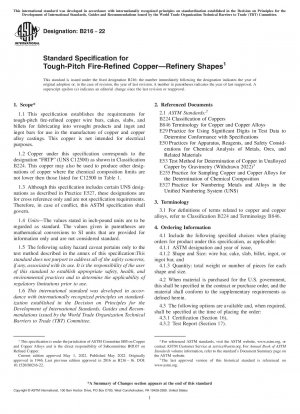 Standardspezifikation für feuerveredeltes Tough-Pitch-Kupfer – Raffinerieformen