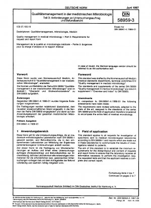 Qualitätsmanagement in der medizinischen Mikrobiologie – Teil 3: Anforderungen an Antrags- und Berichtsformulare