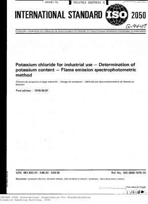 Kaliumchlorid für industrielle Zwecke; Bestimmung des Kaliumgehalts; Spektrophotometrische Flammenemissionsmethode