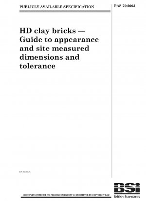 HD-Tonziegel. Leitfaden für Aussehen und vor Ort gemessene Abmessungen und Toleranzen
