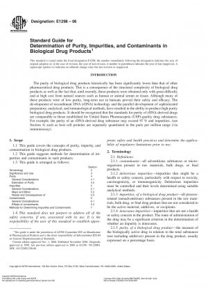 Standardhandbuch zur Bestimmung von Reinheit, Verunreinigungen und Kontaminanten in biologischen Arzneimitteln