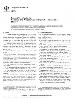 Standardspezifikation für gezogene nahtlose Rohre aus Aluminium und Aluminiumlegierungen [metrisch]