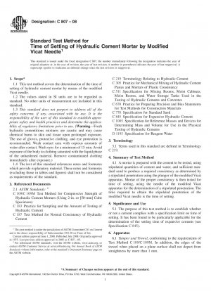 Standardtestmethode für die Abbindezeit von hydraulischem Zementmörtel mit modifizierter Vicat-Nadel