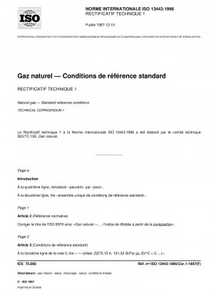 Erdgas – Standardreferenzbedingungen; Technische Berichtigung 1