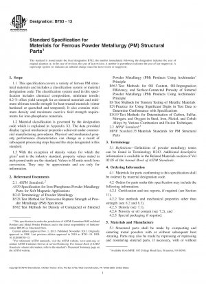 Standardspezifikation für Materialien für Strukturteile der Eisenpulvermetallurgie (PM).