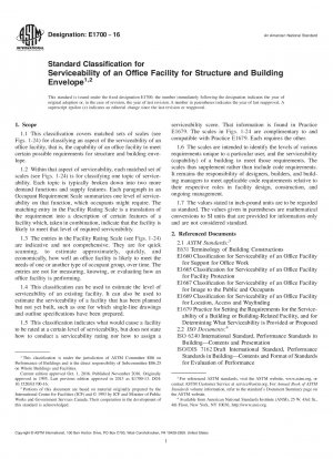 Standardklassifizierung für die Gebrauchstauglichkeit einer Büroeinrichtung für Struktur und Gebäudehülle