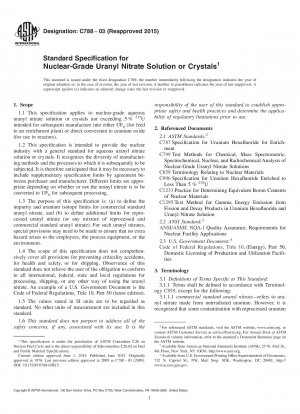 Standardspezifikation für Uranylnitratlösungen oder -kristalle in nuklearer Qualität