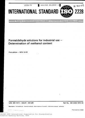 Formaldehydlösungen für industrielle Zwecke; Bestimmung des Methanolgehalts