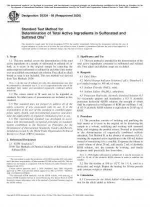Standardtestmethode zur Bestimmung der Gesamtwirkstoffe in sulfonierten und sulfatierten Ölen