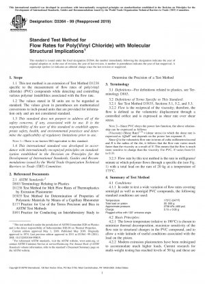 Standardtestmethode für Durchflussraten von Poly(vinylchlorid) mit molekularstrukturellen Auswirkungen