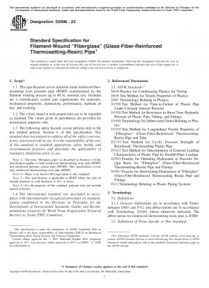 Standardspezifikation für fadengewickelte „Fiberglas“-Rohre (glasfaserverstärktes duroplastisches Harz) (Standard + Redline PDF-Paket)