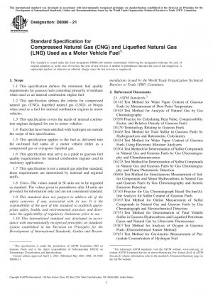Standardspezifikation für komprimiertes Erdgas (CNG) und verflüssigtes Erdgas (LNG), die als Kraftstoff für Kraftfahrzeuge verwendet werden
