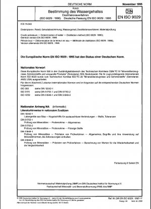 Rohöl – Bestimmung von Wasser – Destillationsverfahren (ISO 9029:1990); Deutsche Fassung EN ISO 9029:1995