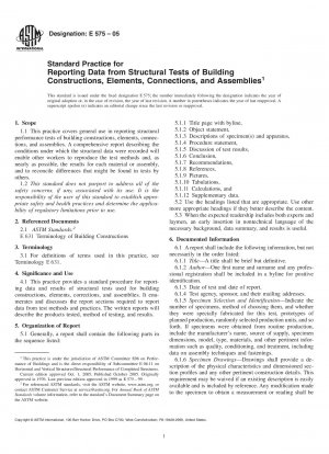 Standardpraxis für die Meldung von Daten aus Strukturprüfungen von Gebäudekonstruktionen, Elementen, Verbindungen und Baugruppen
