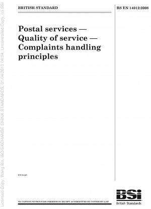 Postdienste – Servicequalität – Grundsätze zur Beschwerdebearbeitung