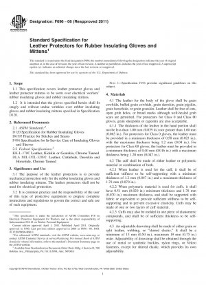 Standardspezifikation für Lederschutz für Gummi-Isolierhandschuhe und -Fäustlinge