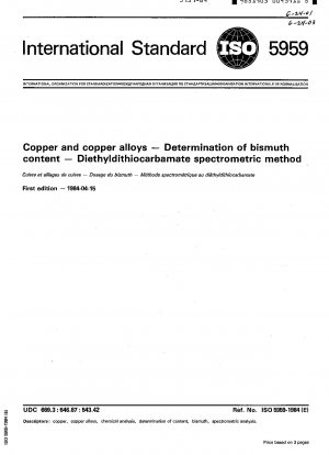 Kupfer und Kupferlegierungen; Bestimmung des Bismutgehalts; Spektrometrische Methode mit Diethyldithiocarbamat