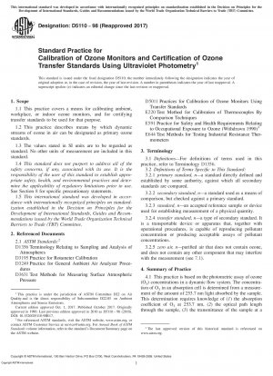 Standardpraxis für die Kalibrierung von Ozonmonitoren und die Zertifizierung von Ozonübertragungsstandards mittels Ultraviolettphotometrie