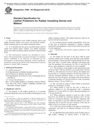 Standardspezifikation für Lederschutz für Gummi-Isolierhandschuhe und -Fäustlinge