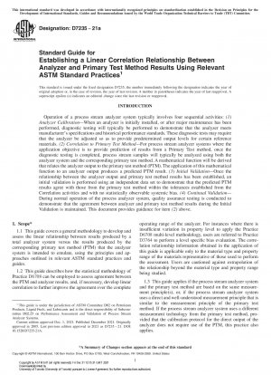 Standardhandbuch zur Herstellung einer linearen Korrelationsbeziehung zwischen den Ergebnissen des Analysators und der primären Testmethode unter Verwendung relevanter ASTM-Standardpraktiken