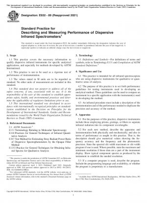 Standardpraxis zur Beschreibung und Messung der Leistung dispersiver Infrarotspektrometer