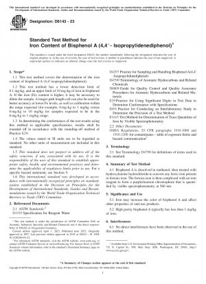 Standardtestmethode für den Eisengehalt von Bisphenol A (4,4′ – Isopropylidendiphenol)