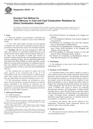 Standardtestmethode für Gesamtquecksilber in Kohle und Kohleverbrennungsrückständen durch Direktverbrennungsanalyse
