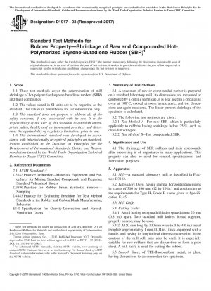 Standardtestmethoden für die Gummieigenschaft: Schrumpfung von rohem und zusammengesetztem heißpolymerisiertem Styrol-Butadien-Kautschuk (SBR)