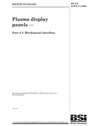 Plasmaanzeigetafeln – Teil 3-1: Mechanische Schnittstelle