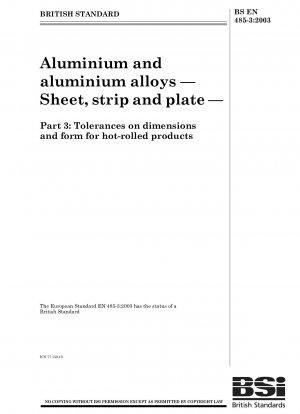 Aluminium und Aluminiumlegierungen – Bleche, Bänder und Platten – Maß- und Formtoleranzen für warmgewalzte Produkte