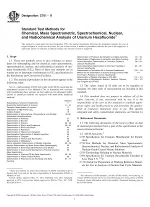 Standardtestmethoden für die chemische, massenspektrometrische, spektrochemische, nukleare und radiochemische Analyse von Uranhexafluorid