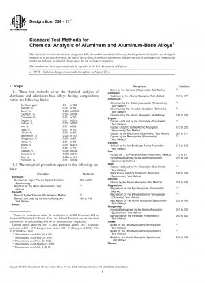 Standardtestmethoden für die chemische Analyse von Aluminium und Aluminiumbasislegierungen