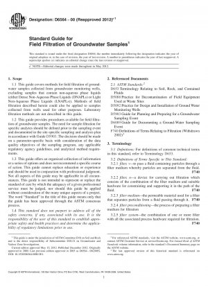 Standardhandbuch für die Feldfiltration von Grundwasserproben