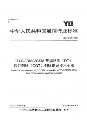 Technische Anforderungen an die DT-CQT-Aufzeichnungsdatei im drahtlosen TD-SCDMA/GSM-Dual-Mode-Zugangsnetzwerk