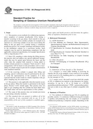 Standardpraxis für die Probenahme von gasförmigem Uranhexafluorid