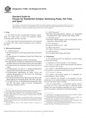 Standardhandbuch für Zäune für Wohn-Außenschwimmbäder, Whirlpools und Spas