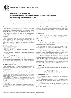 Standardtestmethode zur Bestimmung des Feuchtigkeitsgehalts von partikelförmigen Holzbrennstoffen mithilfe eines Mikrowellenofens