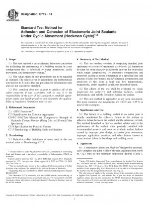 Standardtestverfahren für Adhäsion und Kohäsion von elastischen Fugendichtstoffen unter zyklischer Bewegung 40;Hockman-Zyklus41;