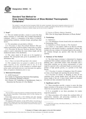 Standardtestverfahren für die Fallschlagfestigkeit von blasgeformten thermoplastischen Behältern