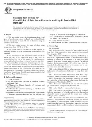 Standardtestmethode für den Trübungspunkt von Erdölprodukten und flüssigen Brennstoffen (Minimethode)
