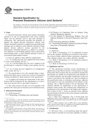 Standardspezifikation für vorgehärtete Elastomer-Silikonfugendichtstoffe