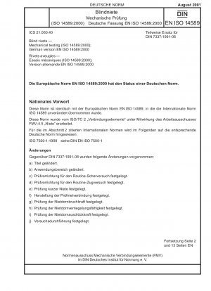 Blindniete – Mechanische Prüfung (ISO 14589:2000); Deutsche Fassung EN ISO 14589:2000