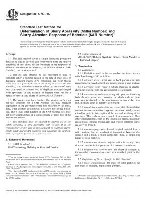 Standardtestmethode zur Bestimmung der Schlammabrasivität (Miller-Zahl) und der Schlammabriebreaktion von Materialien (SAR-Zahl)