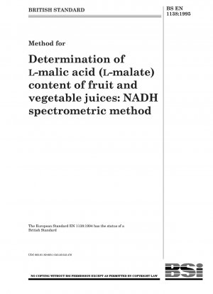 Methode zur Bestimmung des Gehalts an L-Äpfelsäure (L-Malat) in Obst- und Gemüsesäften: NADH-Spektrometriemethode