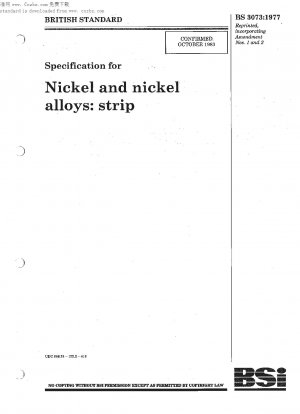 Spezifikation für Nickel und Nickel | Legierungen: Band