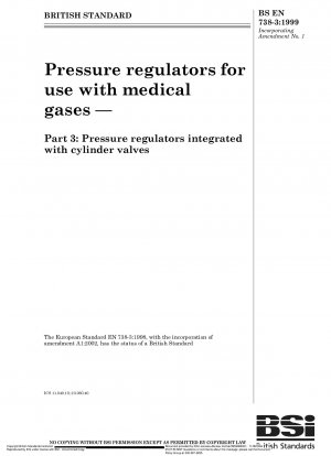 Druckregler zur Verwendung mit medizinischen Gasen – Teil 3: In Flaschenventile integrierte Druckregler